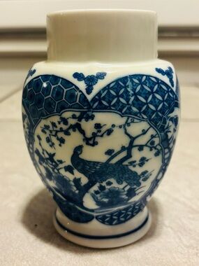 Vintage Blue and White Japanese Imari Porcelain Candle Stand
